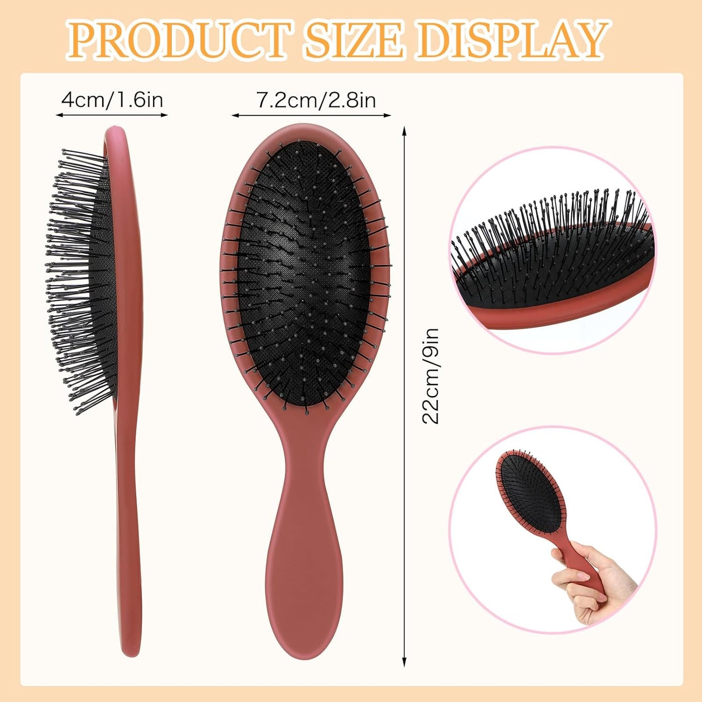 Nuenen 6 Pcs Wet Detangler Hair Brush Travel Dry Hair Brushes Detangling Hairbrush with Soft Bristles for Women Men Girls Boys (Elegent Color)