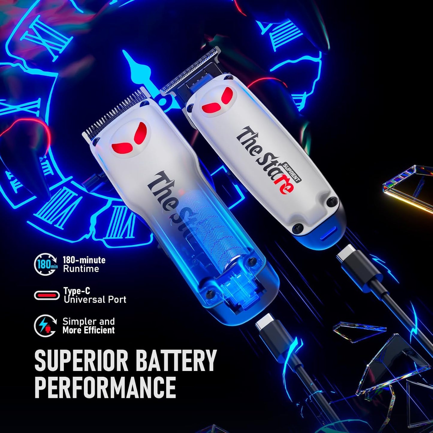 SUPRENT Hair Clippers for Men Professional – 7500 RPM Cordless Hair Cutting Kit, Electric Clippers and Trimmer Combo Set, Rechargeable Haircut Kit for Barber & Home Use (White)