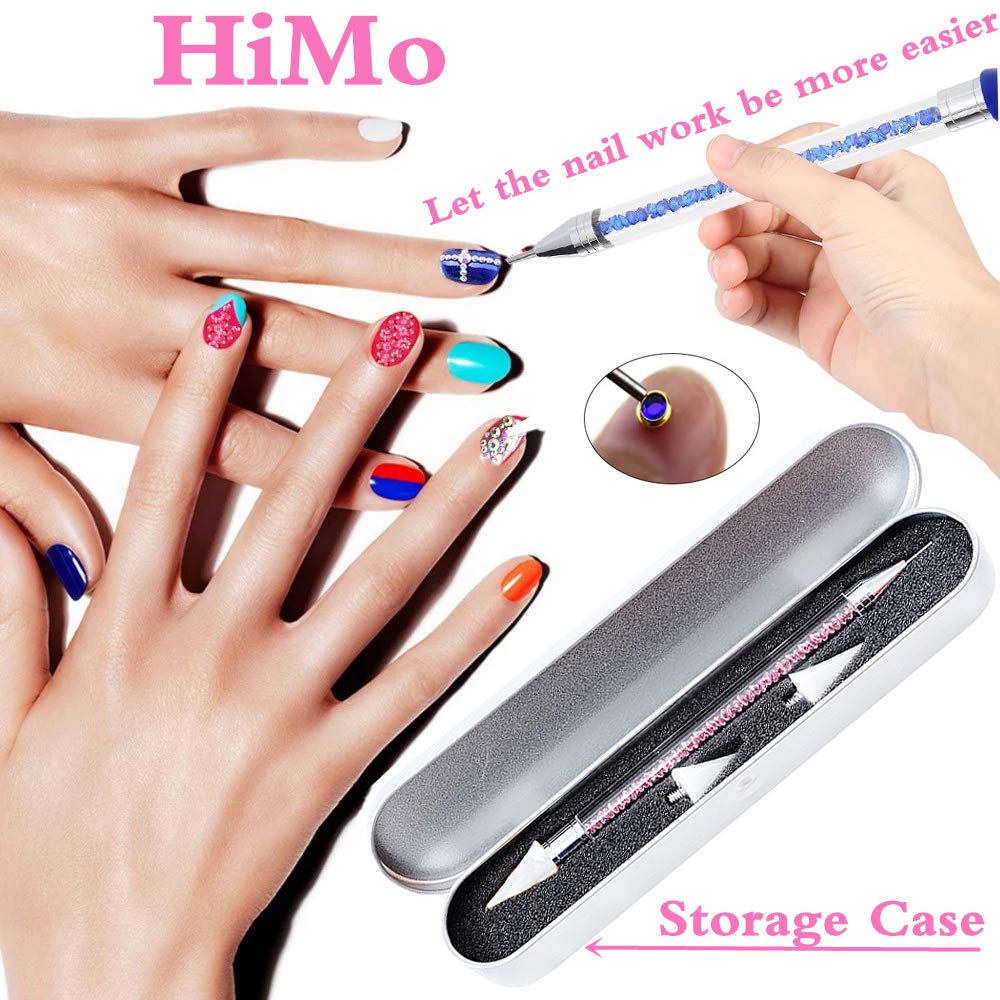 Nail Rhinestone Picker Dotting Tool with Extra 2 Wax Head, Dual-ended DIY Nail Art Tool With Pink Acrylic Handle (PURPLE)