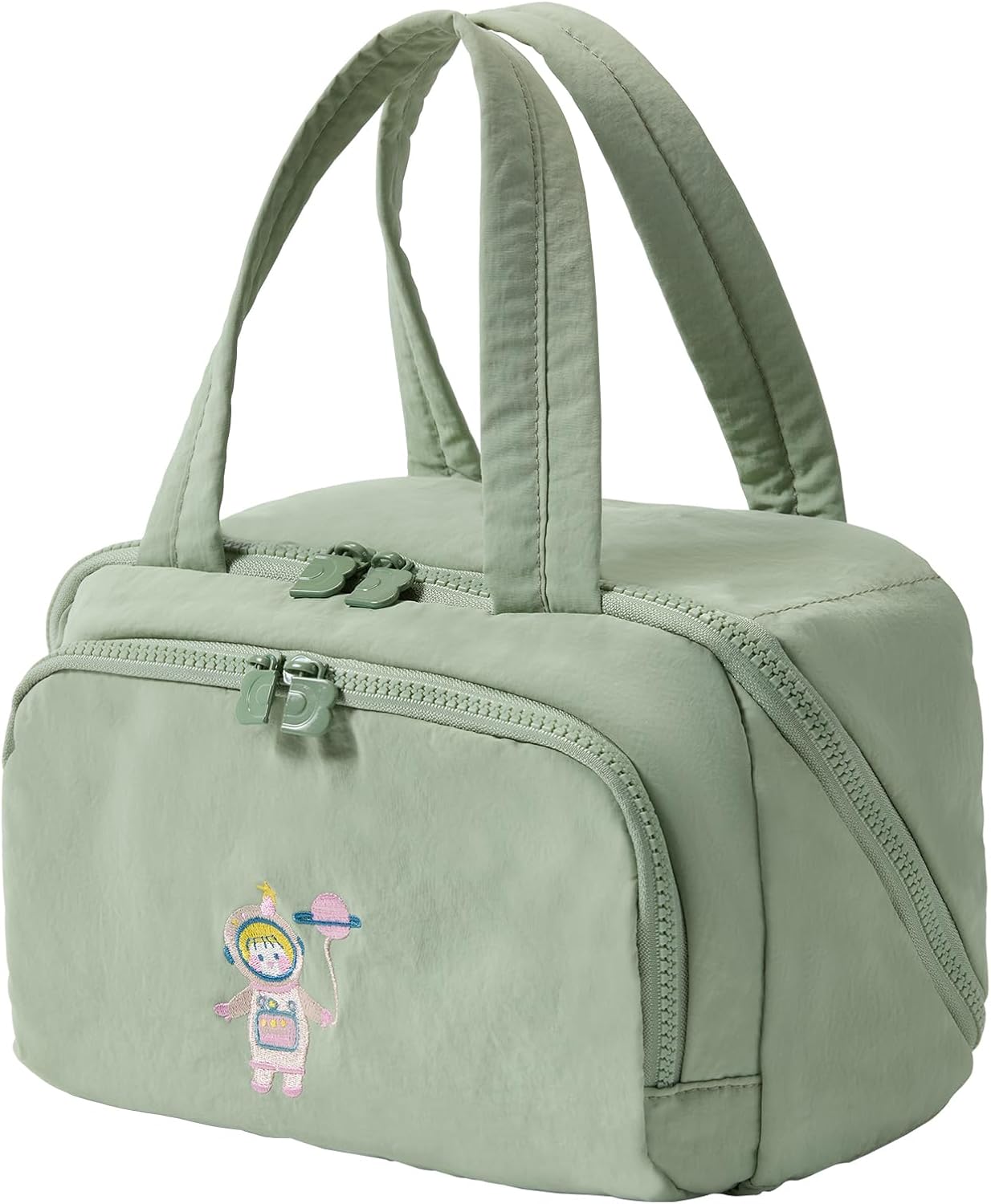 Makeup bag, Large Capacity Cosmetic Bag for Women, Portable Wide-open Toiletry Bag, Travel Makeup Bag with TPU Compartments for Accessories, Essentials, Toiletries, Makeup Brush Bag, Green