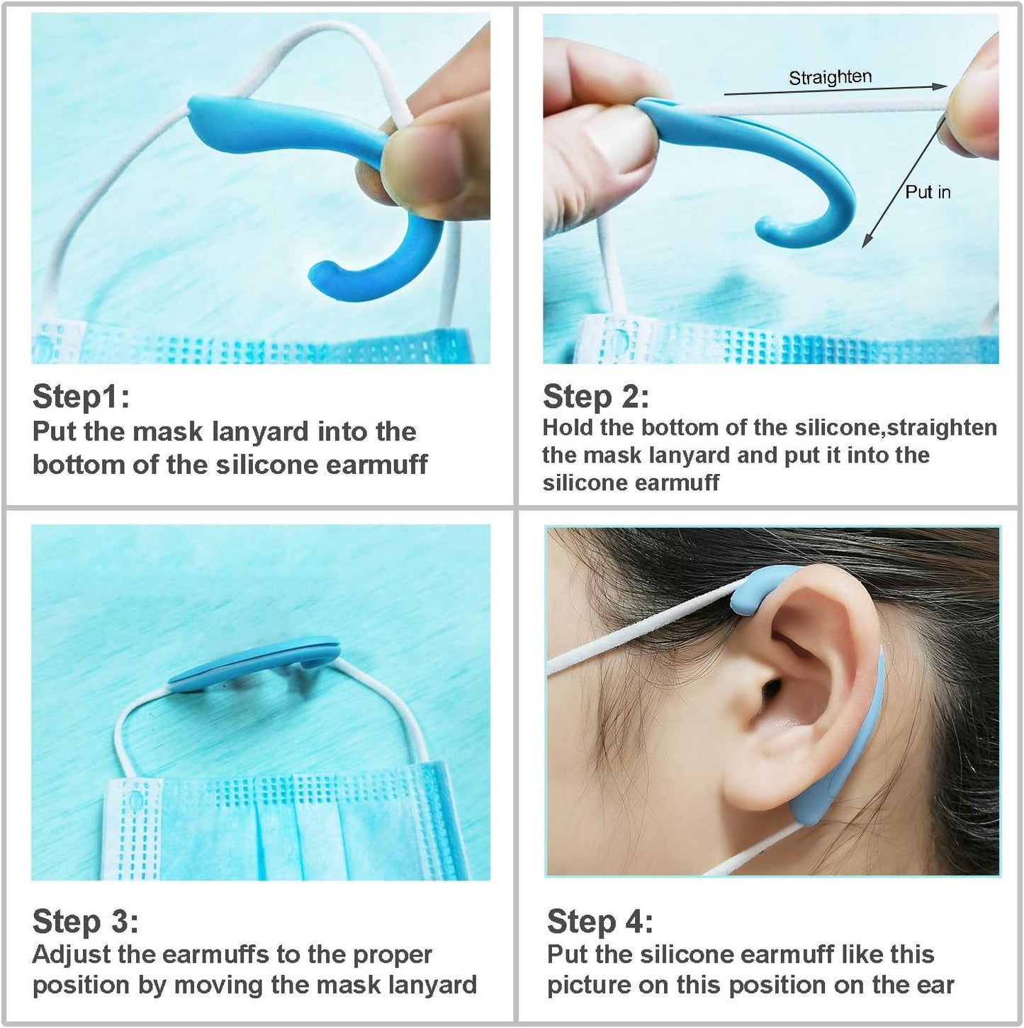 Ear Protectors Anti-Slip Silicone Soft Earloop Relieve Ear Discomfort Silicone Earmuffs