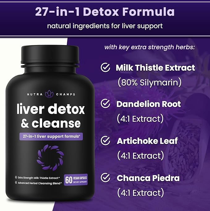 Liver Cleanse Detox & Repair Formula 20+ Herbs: 60 Capsules