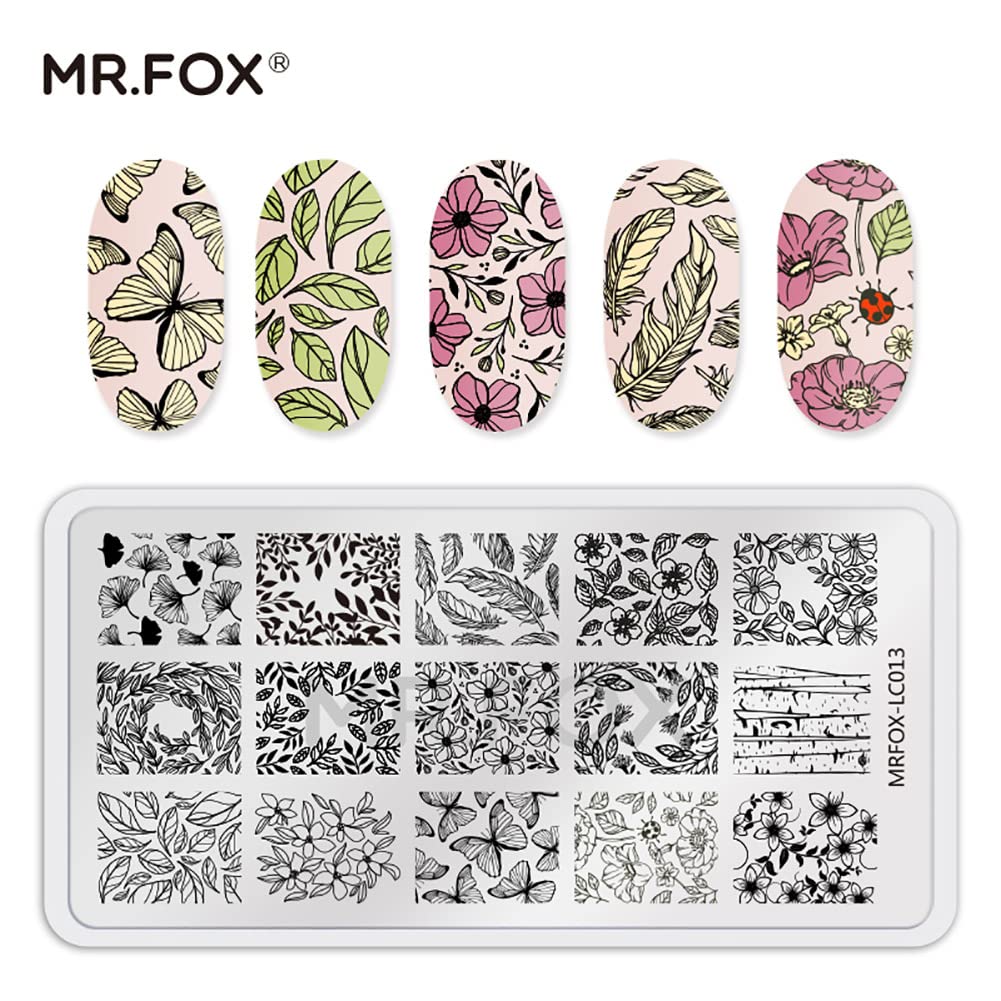 MR.FOX Nail Stamping Plate Set, 5Pcs Nail Art Stamp Kit Templates for Women with Plenty of Images