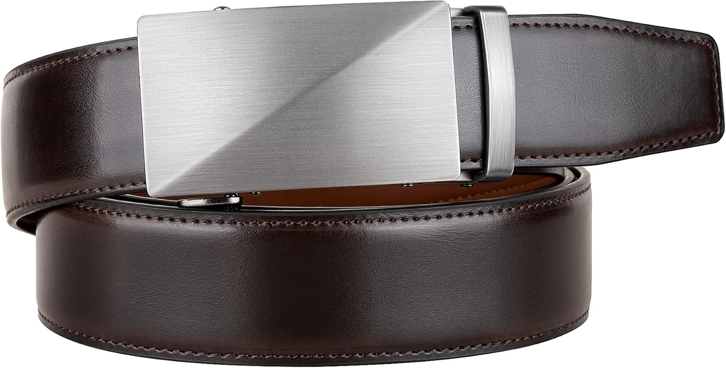 Zitahli Belt Men, Ratchet Belt Dress with 1 3/8" Premium Leather,Slide Belt with Easier Adjustable Automatic Buckle
