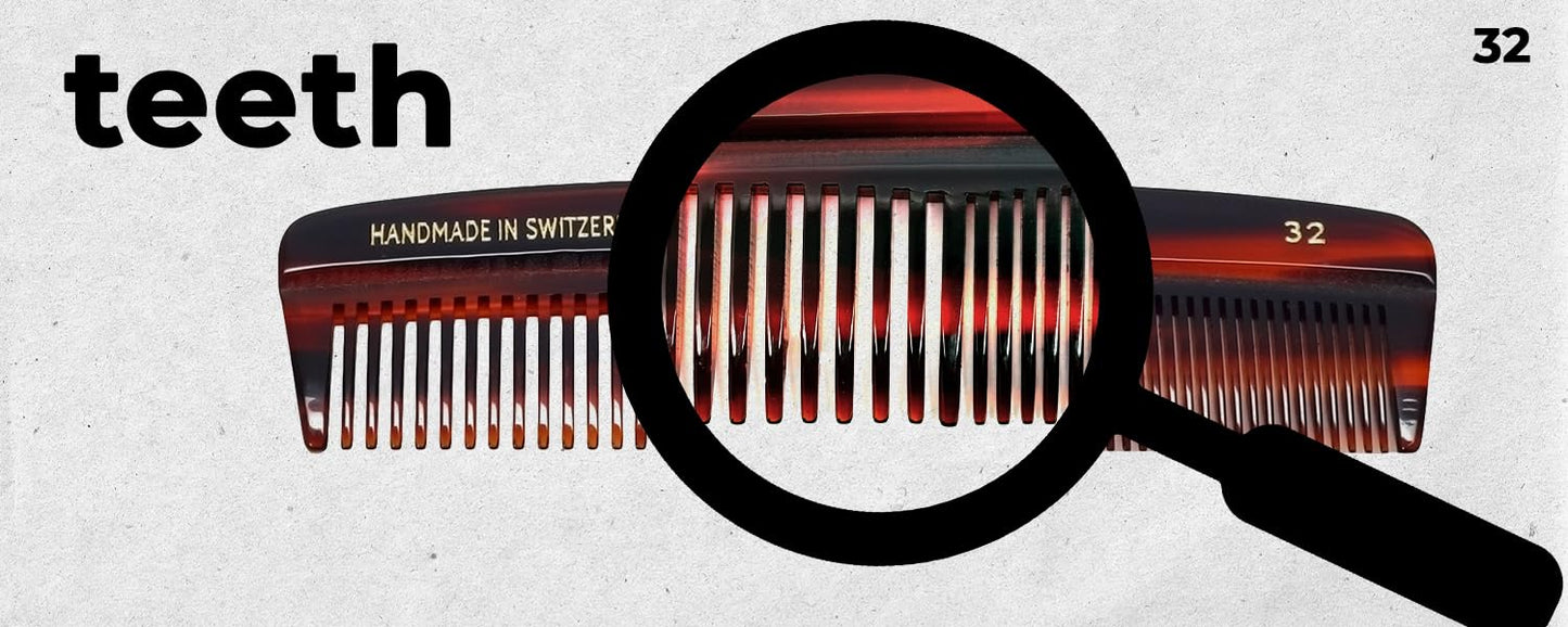 #32 Handmade Wide Narrow Tooth Comb Tortoise Havana Acetate Thick Coarse Curly Thin Fine Straight Hair Detangling Parting Grooming Teasing Hair Styling Hairdresser Barber Hairdressing Wet Dry