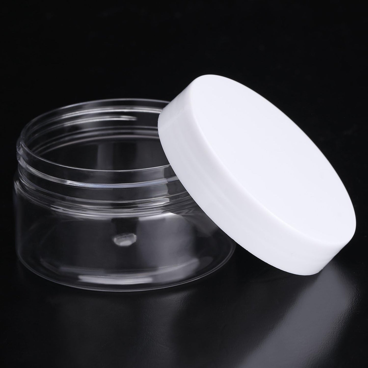 Empty 12 Pack Clear Plastic Storage Favor Jars Wide-mouth Plastic Containers with Lids for Beauty Products, DIY Making or Others (4 oz, White)