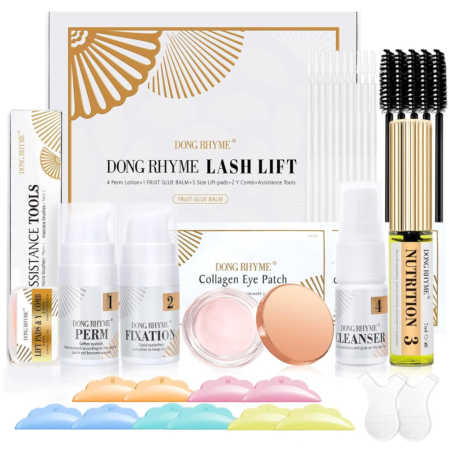 Lash Lift Kit, DONG RHYME Lash Perm Kit with Glue Balm, Professional Lash Curling Kit, Semi-Permanent Eyelash Lifting Curling Perming Wave, Brow Lamination Eyelash Perm Kit DIY at Home