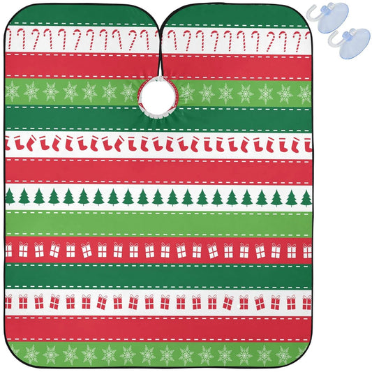 visesunny Barber Cape Christmas Seamless Pattern Polyester Hair Cutting Salon Cape Apron Anti-Static Haircut Water-Resistant Shaving Cloth Beard Shaving Bib Hairdressing Cape