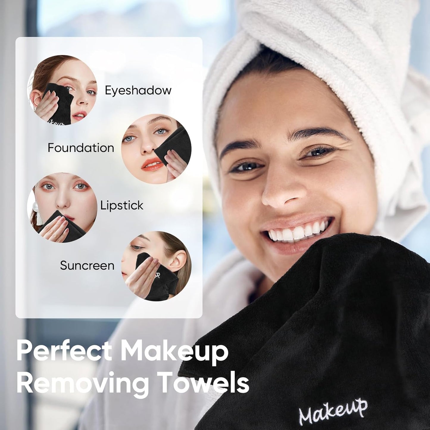 Makeup Remover Cloth, 24 Pack Black Facial Wash Cloths, Soft Coral Fleece Microfiber Towel for Face, Hand, and Bathroom(13" x 13")