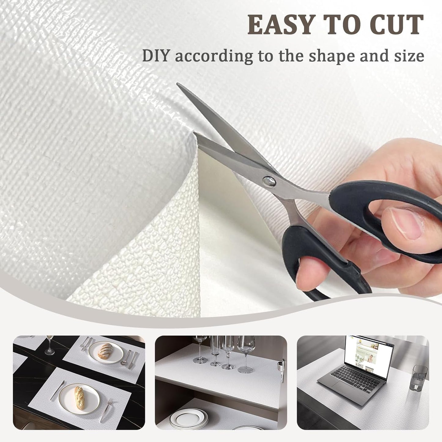 Shelf Liner for Kitchen Cabinets 18" x 360" Non-Adhesive Non-Slip Drawer Liners for Dresser, Waterproof Washable Paper, Durable Protector Mat for Pantry Shelves Cupboards, White