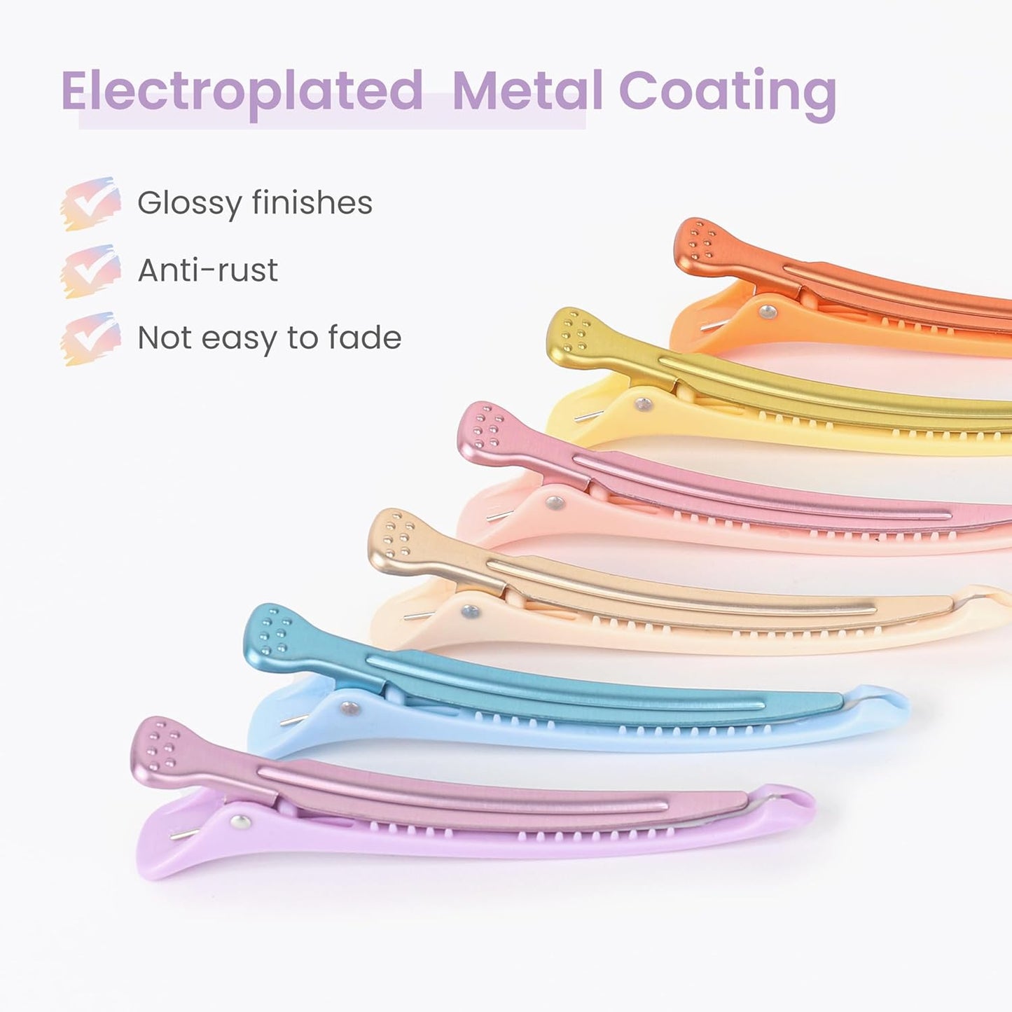 AIMIKE Hair Styling Clips Set - 12pcs Macaron No Crease Alligator Sectioning Clips with Silicone Band for Salon and Hair Roller Styling for Women