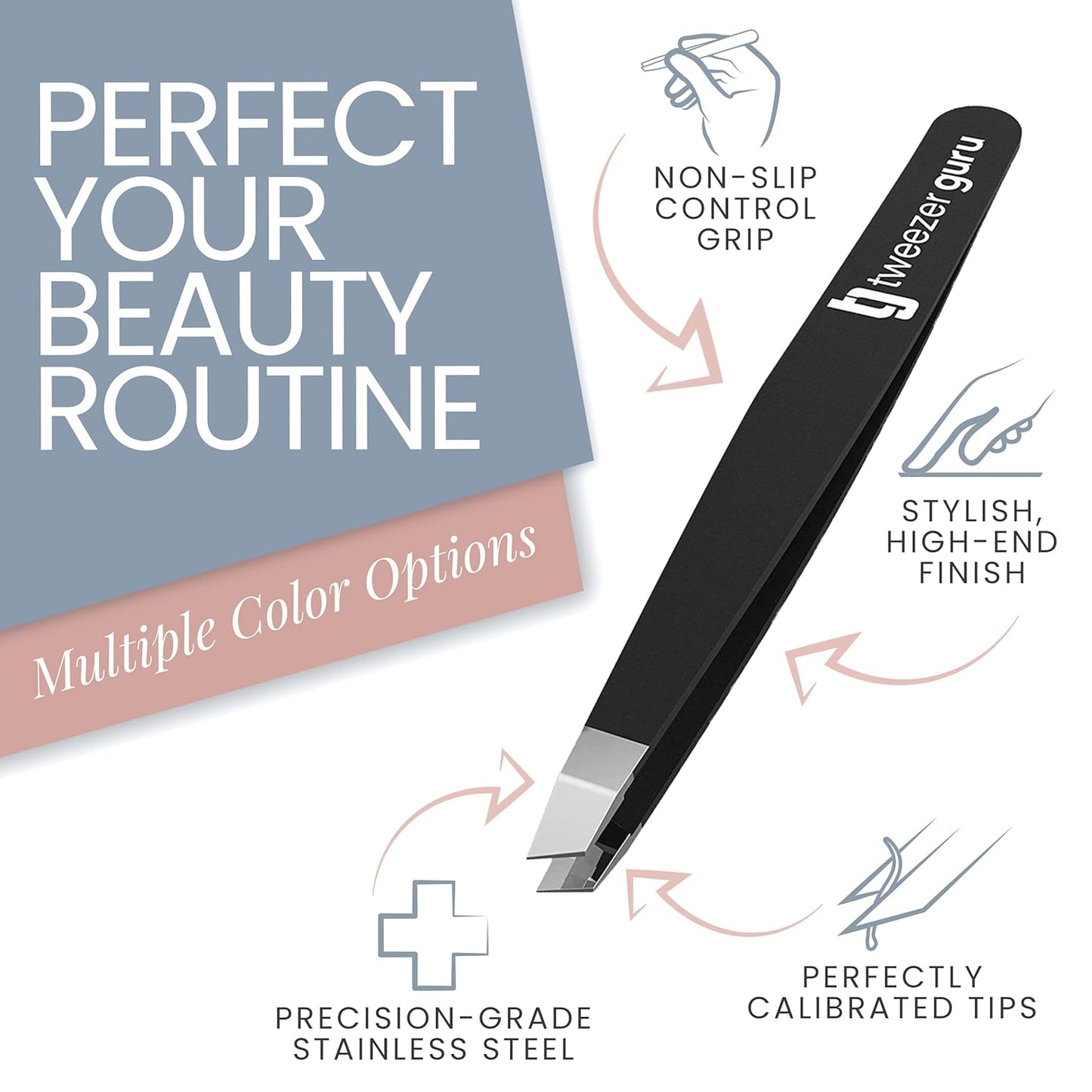 Tweezer Guru Tweezers for Women Facial Hair & Men – Precision Slant-Pointed Eyebrow Tweezer for Ingrown Hair, Blackhead & Splinter Removal (Teal)