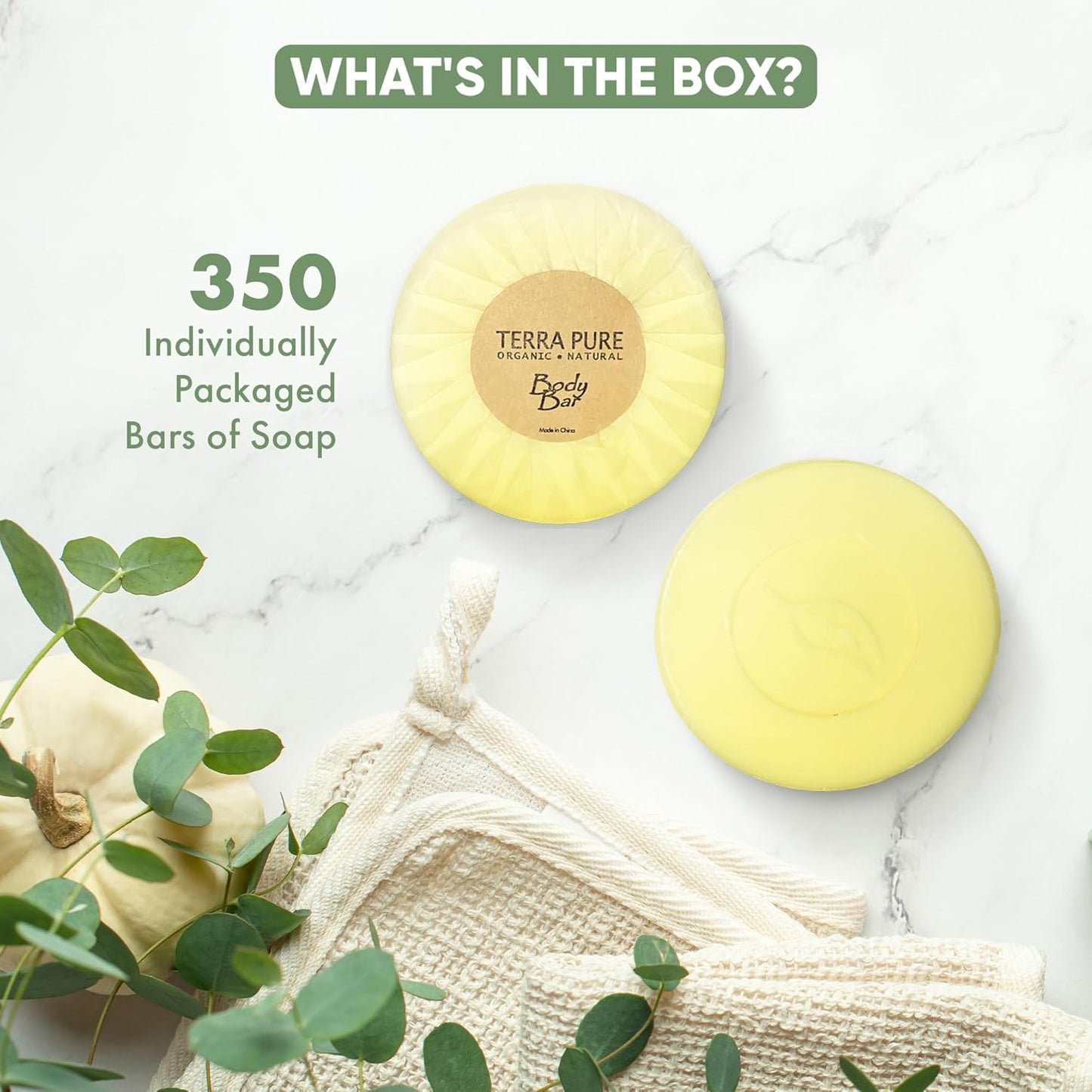 Terra Pure Bar Soap, Travel Size Hotel Amenities, 1.25 oz (Pack of 350)