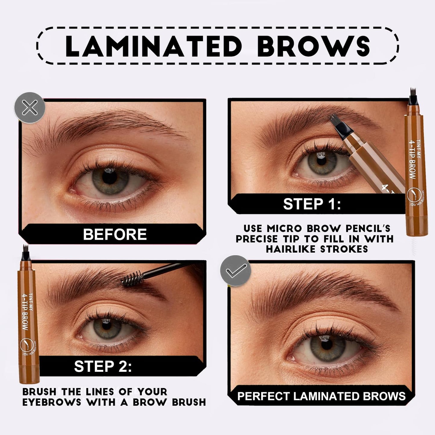 2PC Microblading Eyebrow Pencil Waterproof & Ultra-Fine Tip - Eyebrow Pen for Natural Hair-Like Strokes, Brow Pencil with Smudge-Proof Long Lasting Formula for All-Day Wear