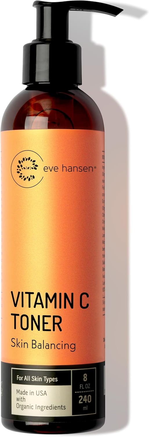 Eve Hansen Vitamin C Toner for face | 8 oz Hydrating Facial Toner Pore Minimizer with Anti Aging Aloe, Citric Acid & Tea Tree | Skin & Face Toner for All Skin Types & Even, Clear Skin