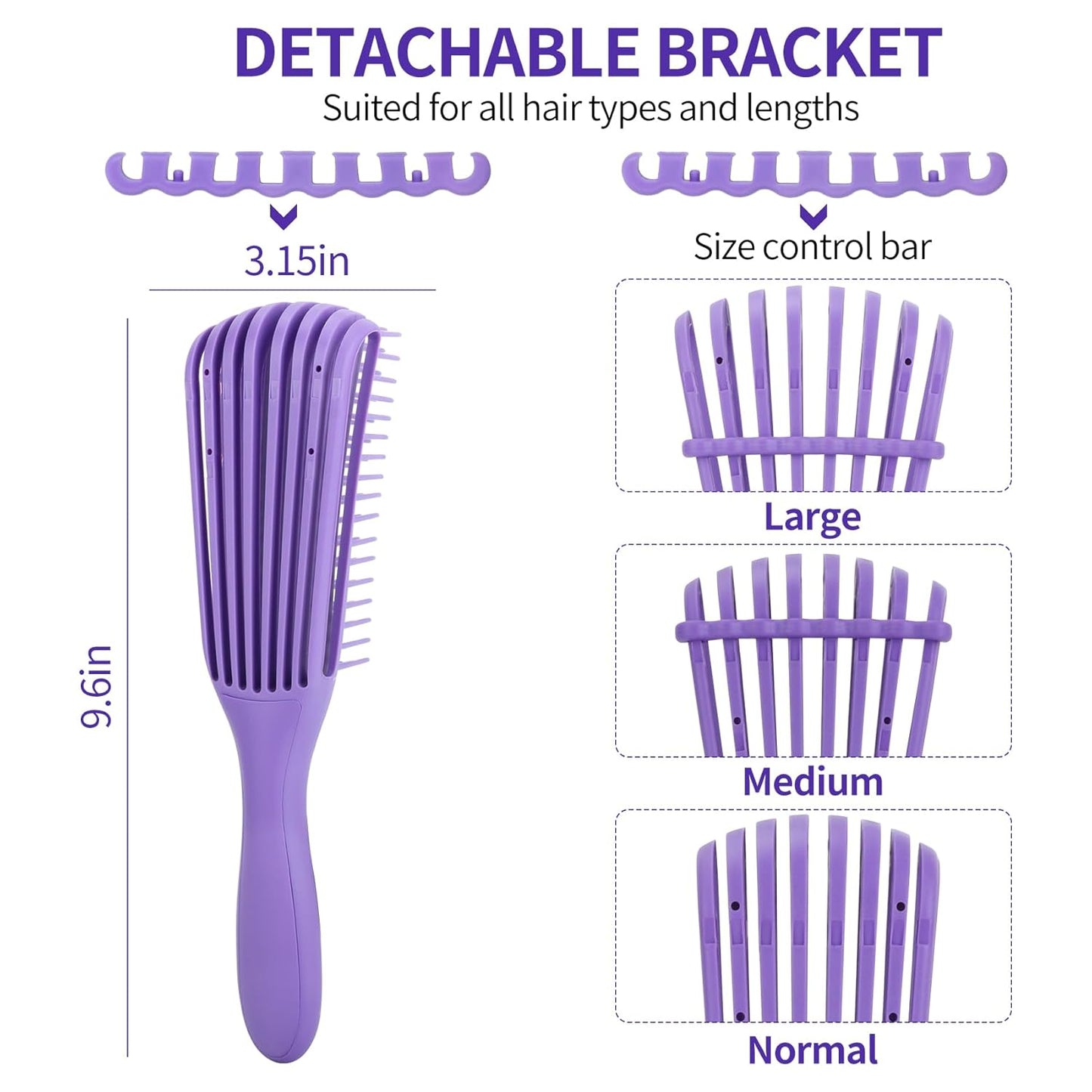 Hair Brush Set for 3a,4c,Wig/Thick/Wavy/Curly/Slick Back Hair Brushes,Rat Tail Combs,8-Row,Edge Brush,For Detangling,Braiding,Teasing,Parting,Styling,Kids,Girls,women(Purple)
