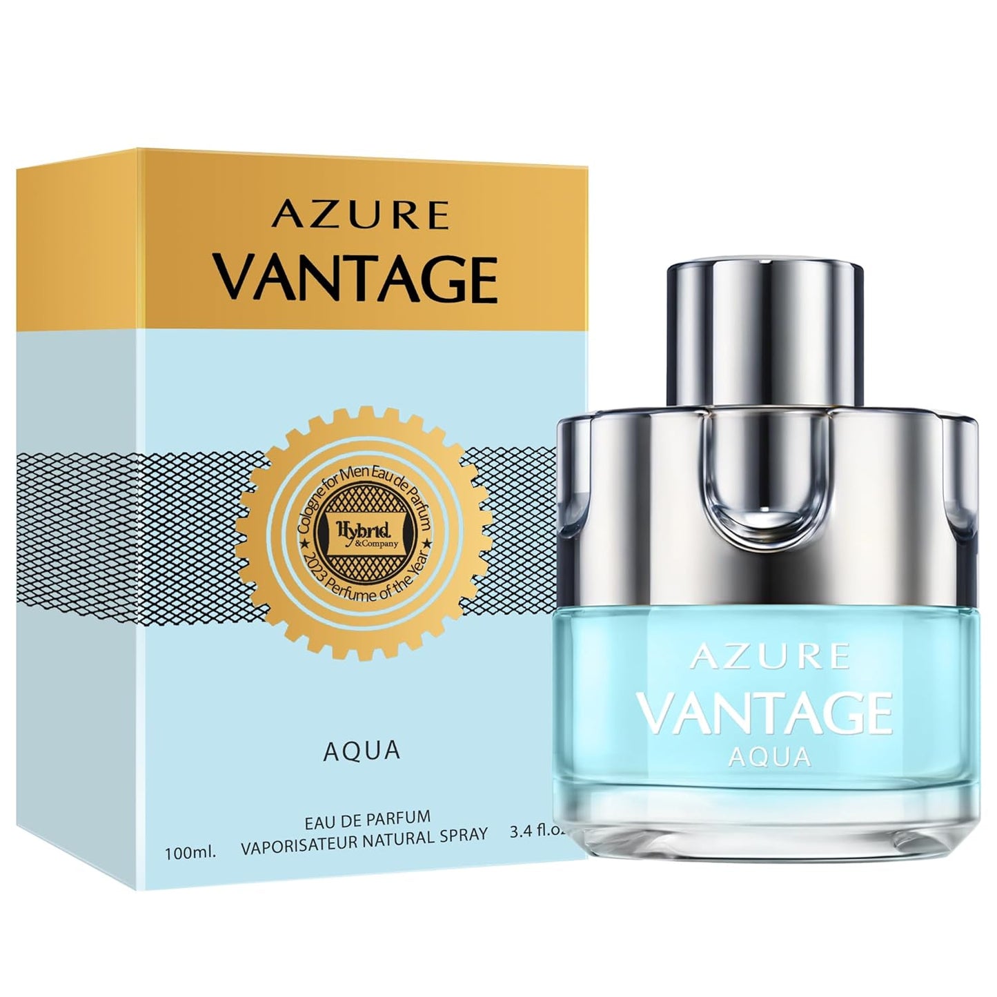 Hybrid & Company Azure Vantage Aqua For Men Pour Homme Eau De Toilette Natural Spray 3.4FL.OZ