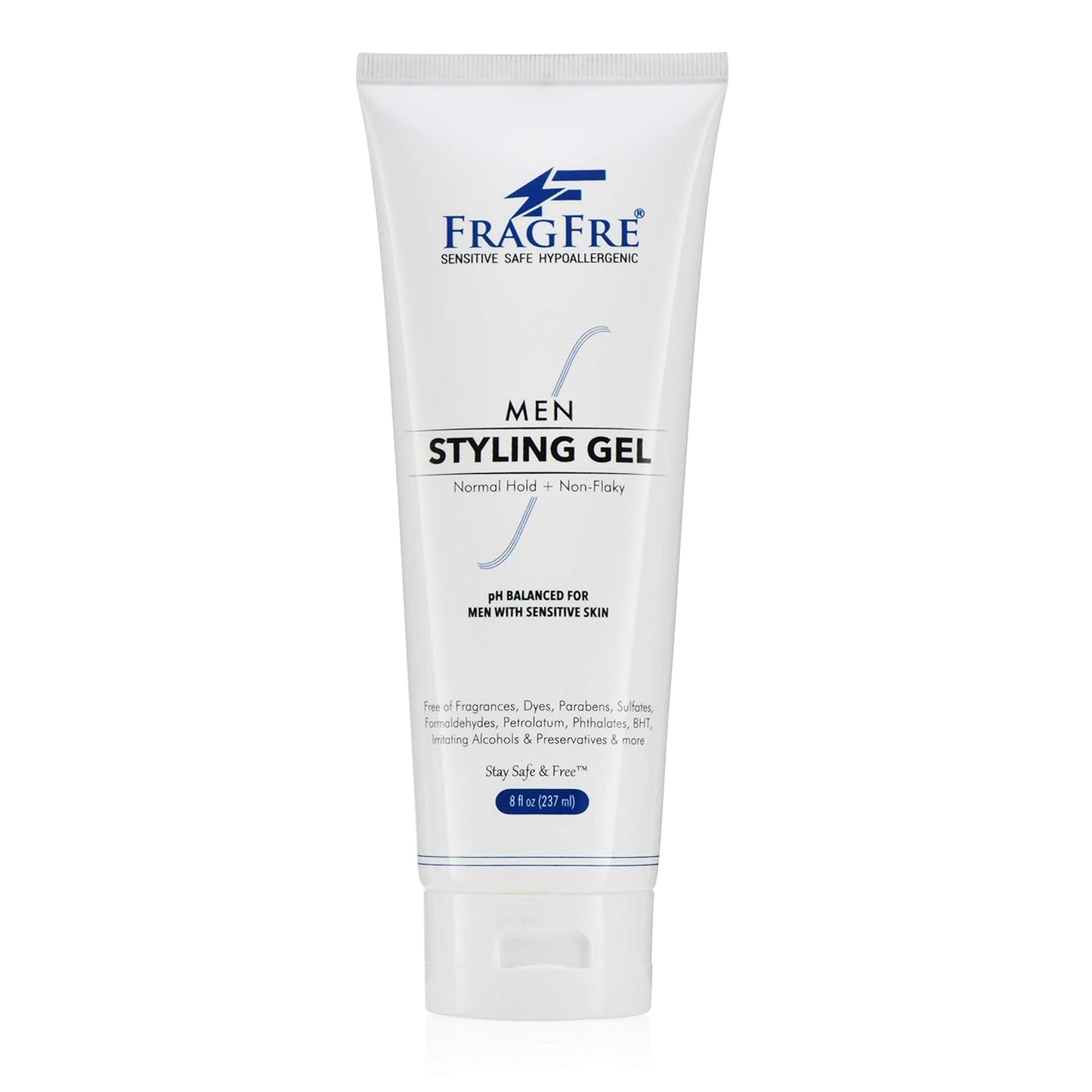 Men Hair Styling Gel Fragrance Free 8 oz - pH Balanced for Men with Sensitive Skins - Not Too Firm or Too Light - Just Normal Hold for Normal Hair Styles - Hypoallergenic (Bumps Be Gone!)