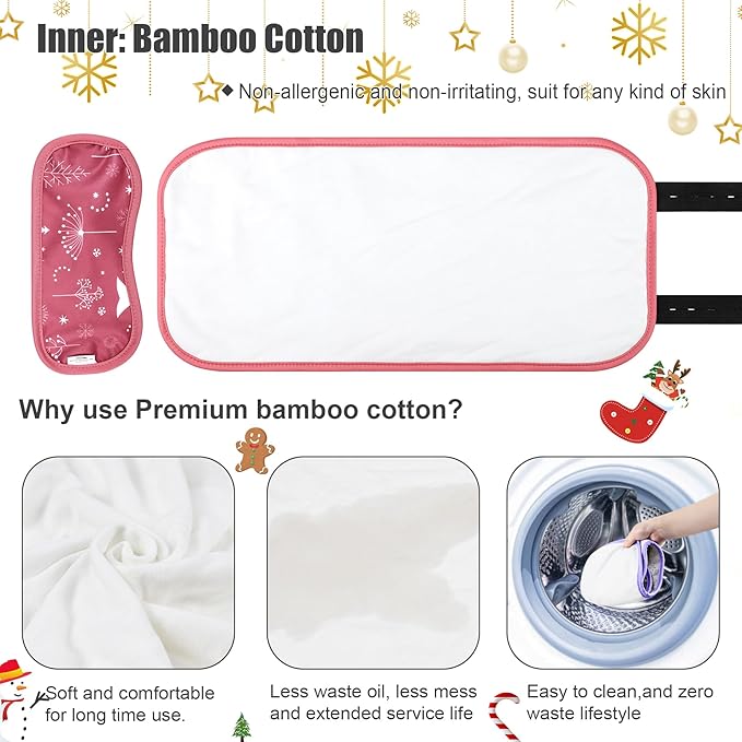 Leekalos Castor Oil Pack Wrap, Reusable Organic Castor Oil Packs for Liver Detox, Castor Oil Packs with Adjustable Elastic Strap for Christmas Gifts (Castor Oil Not Included) (Christmas Tree)