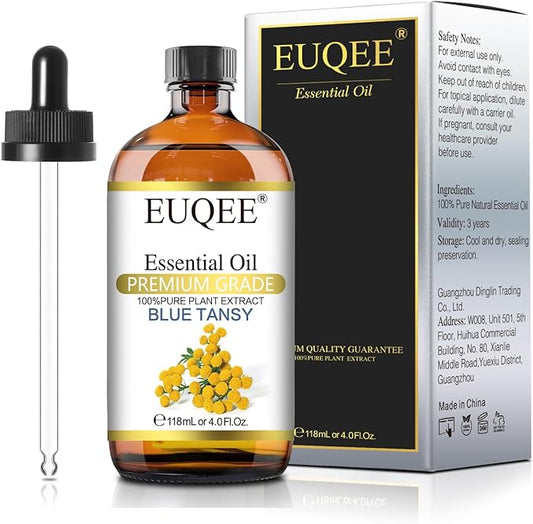 Blue Tansy Essential Oil 118mL/4oz Pure Blue Tansy Oil Premium Essential Oil for Diffuser, Soap Making, Skin Care with Glass Dropper
