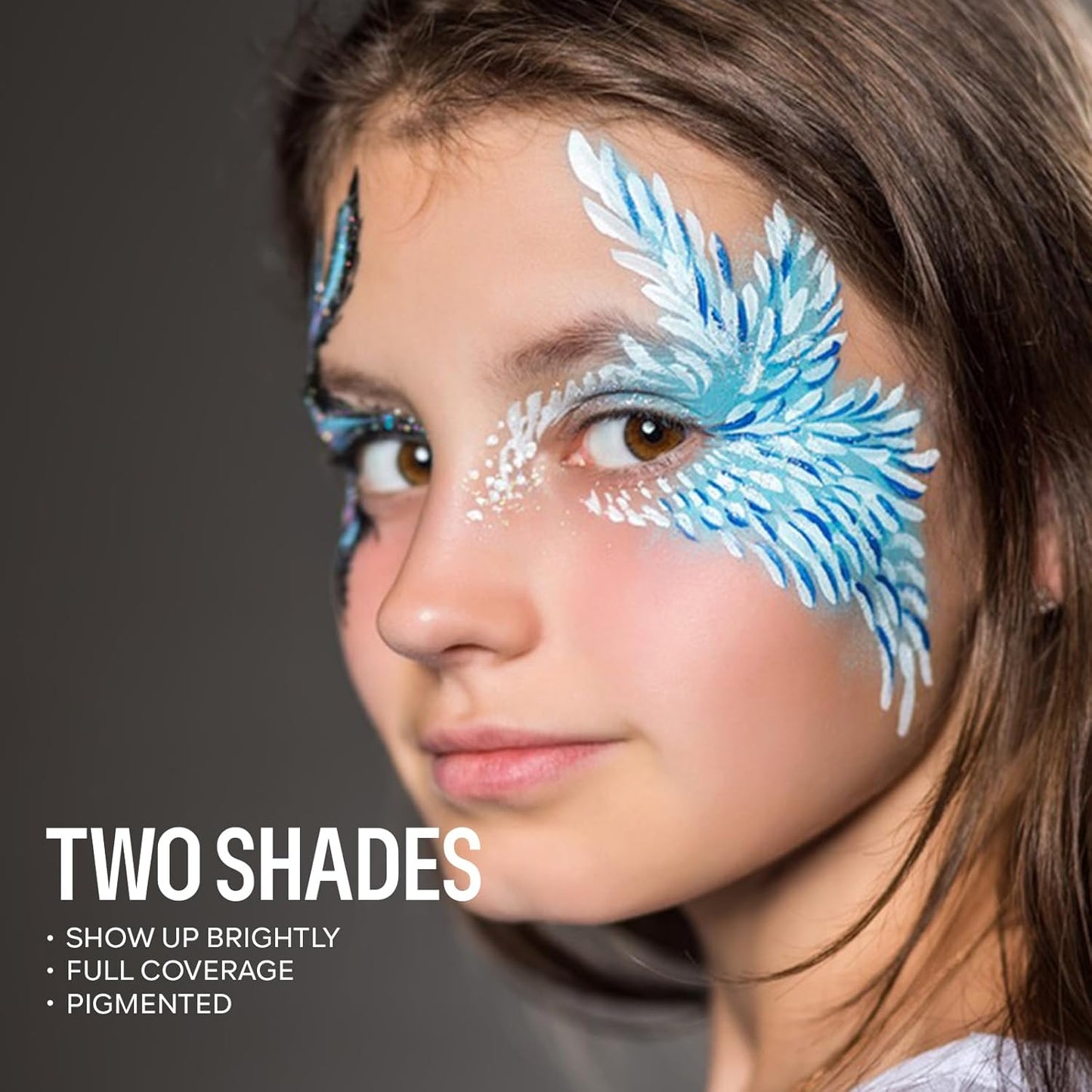 Blue Face Body Paint Makeup Foundation 30g, Water Activated Dark/Baby Blue Cream to Powder Face Body Paint Makeup for Halloween Costume Cosplay Theater Stage Dress-Up Makeup