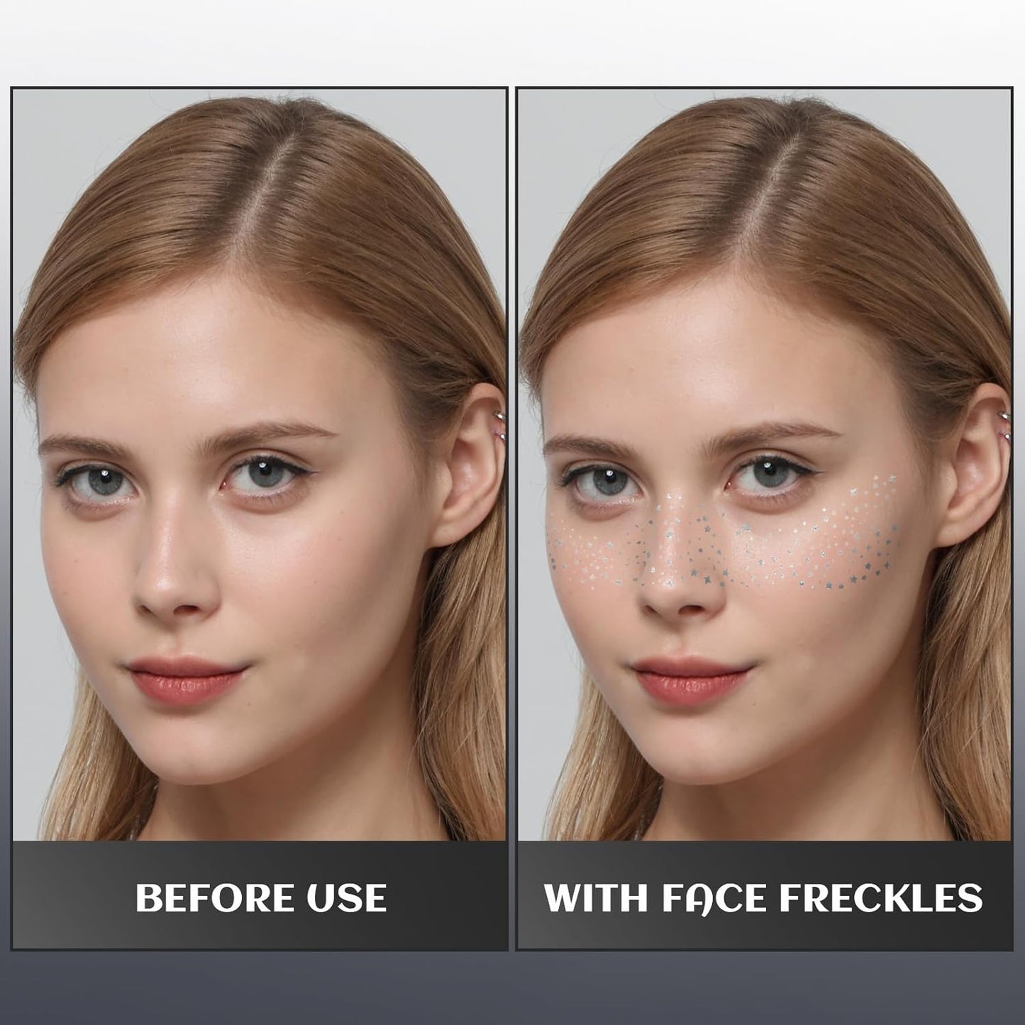 12Pcs Glitter Freckles, Glitter Freckles Silver Freckles, Makeup Patches, Makeup Freckles for Girls Women Silver