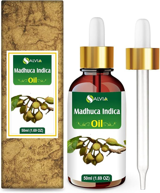 Salvia Madhuca Indica Oil (Mahua) Natural & Pure Undiluted Uncut Cold Pressed Carrier Oil Perfect For Aromatherapy Therapeutic Grade - 50 ML with Dropper