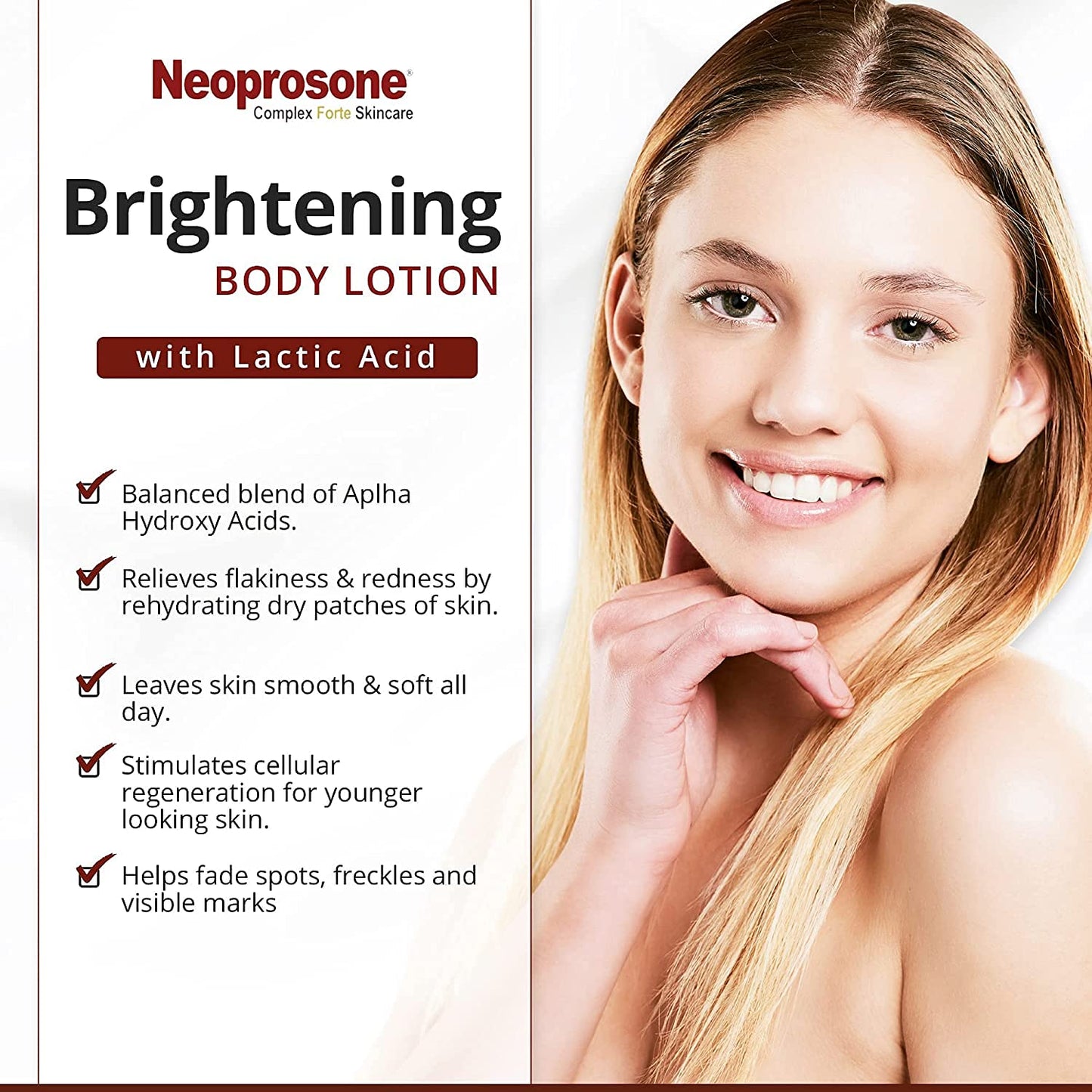 Neoprosone Brightening Body Lotion 400ml - For Dark Spots, Skin Brightening and Anti-Oxidant Properties, with Vitamin c and Alpha Arbutin Complex