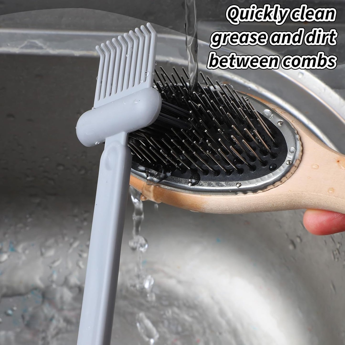 2Pcs 2-in-1 Hair Brush Cleaner and Remover Tools, Dual-Sided Comb Effective Hairbrush Cleaner for Removing Hair and Dust Home Salon Travel Use(Grey)