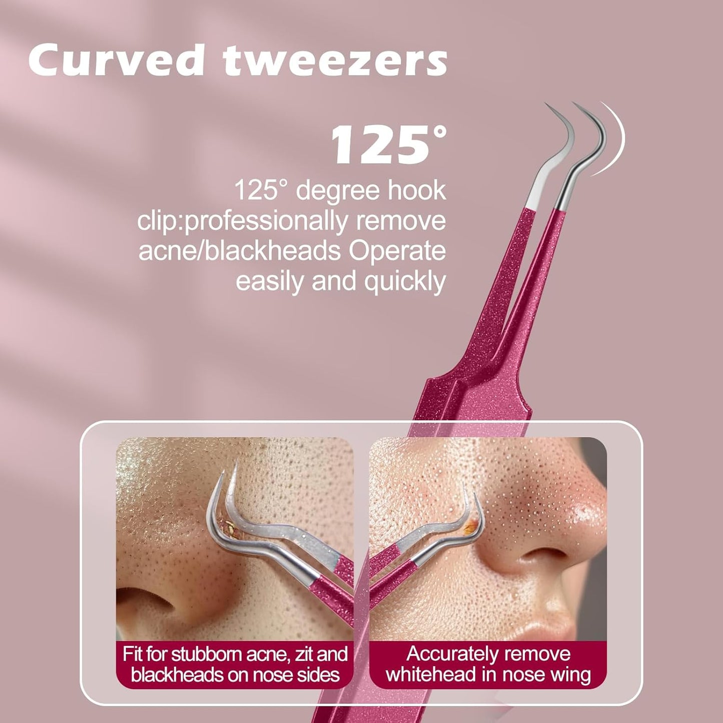 WSYUB Blackhead Remover Tweezers,Professional Facial Blackhead Tweezers,Ingrown Hairs TweezersPimple Popper Tool Kit, Dermatologist Tweezers for Acne Removal, Extraction Tweezers