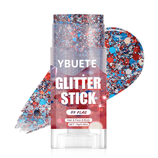 Flag Face and Body Glitter Stick for Sparkling Makeup, Hair Glitter Accessories for Women, Highlighting Stick for Fairy Dust Makeup, Cheerful Face Glitter for Festive Parties and Carnivals