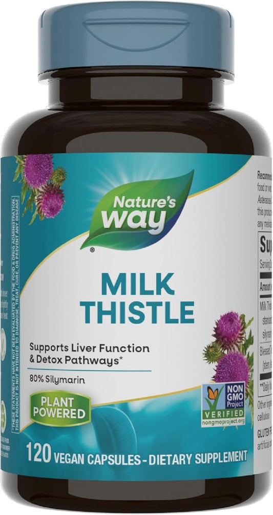 Nature's Way Milk Thistle, Supports Liver 175 mg 80% Silymarin 120 Capsules