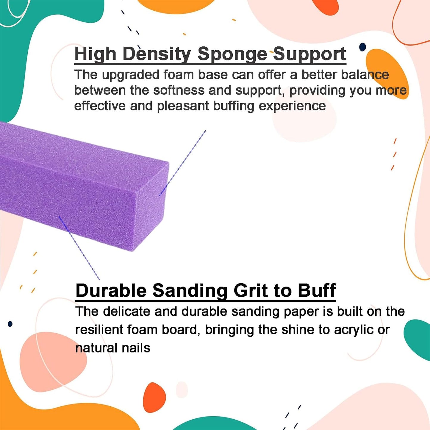 10 Pcs Nail Buffer Block for Acrylic and Natural Nails, 4 Sided Sanding Buffers for Gel Nails Fingernail Shine Buffing Filer Set, Professional Manicure Polisher Buffer Bulk Medium Grit (Purple)