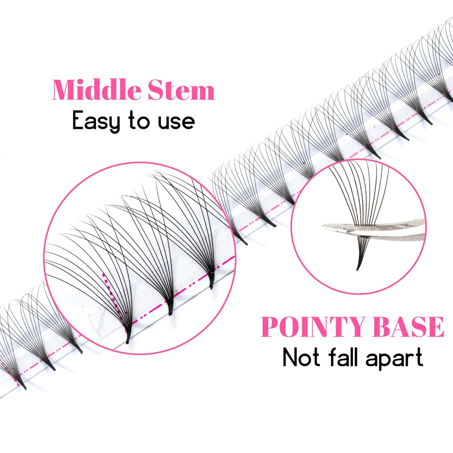 TDANCE Premade Fans Eyelash Extensions 256 Fans Pre Made Fans Lash Extensions Middle Stem Heat Bonded Premade Lash Fans Volume Lash Extensions(256-30D-0.03-C-8-15mm)