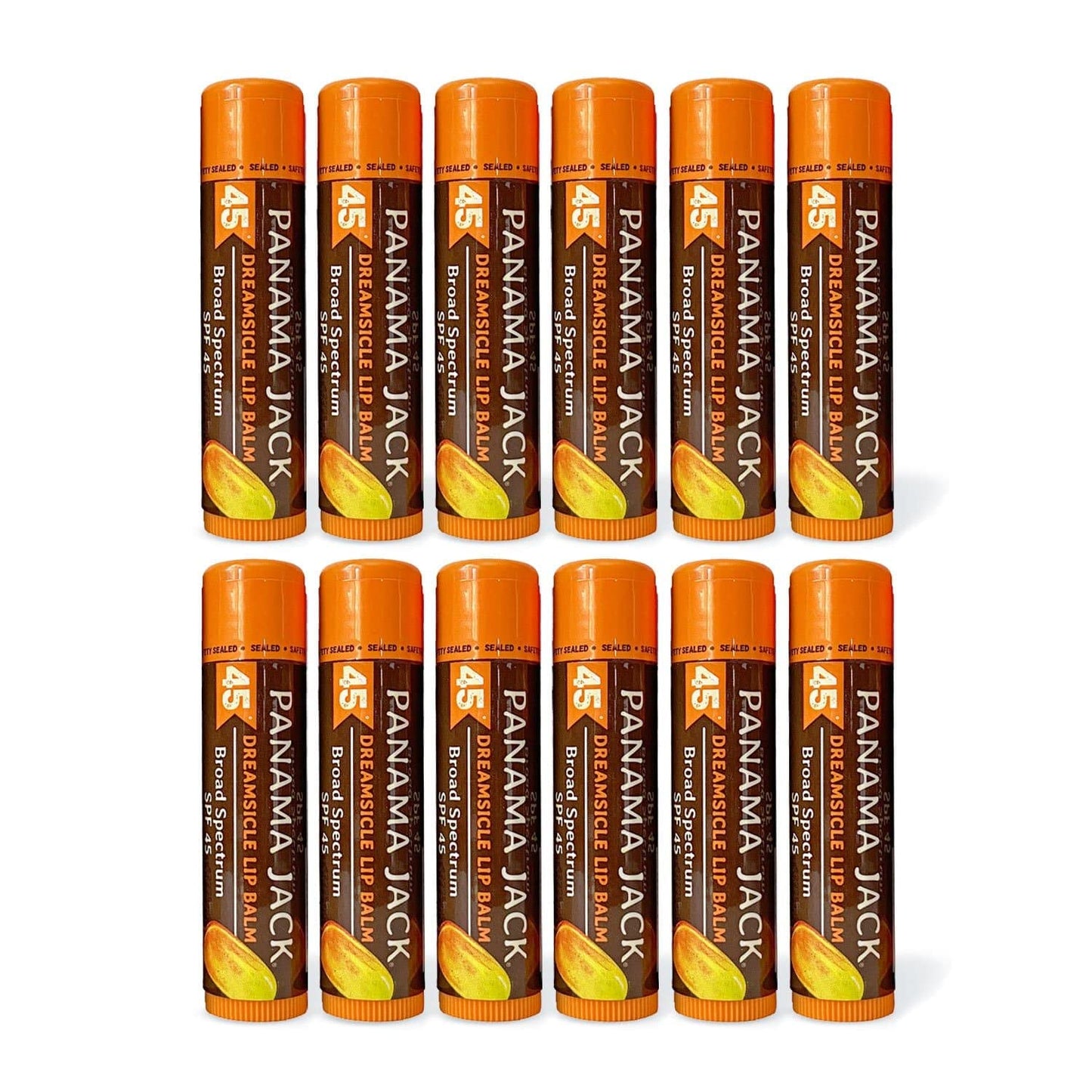 Panama Jack Sunscreen Lip Balm - SPF 45, Broad Spectrum UVA-UVB Sunscreen Protection, Prevents & Soothes Dry, Chapped Lips, Dreamsicle, 12-pack