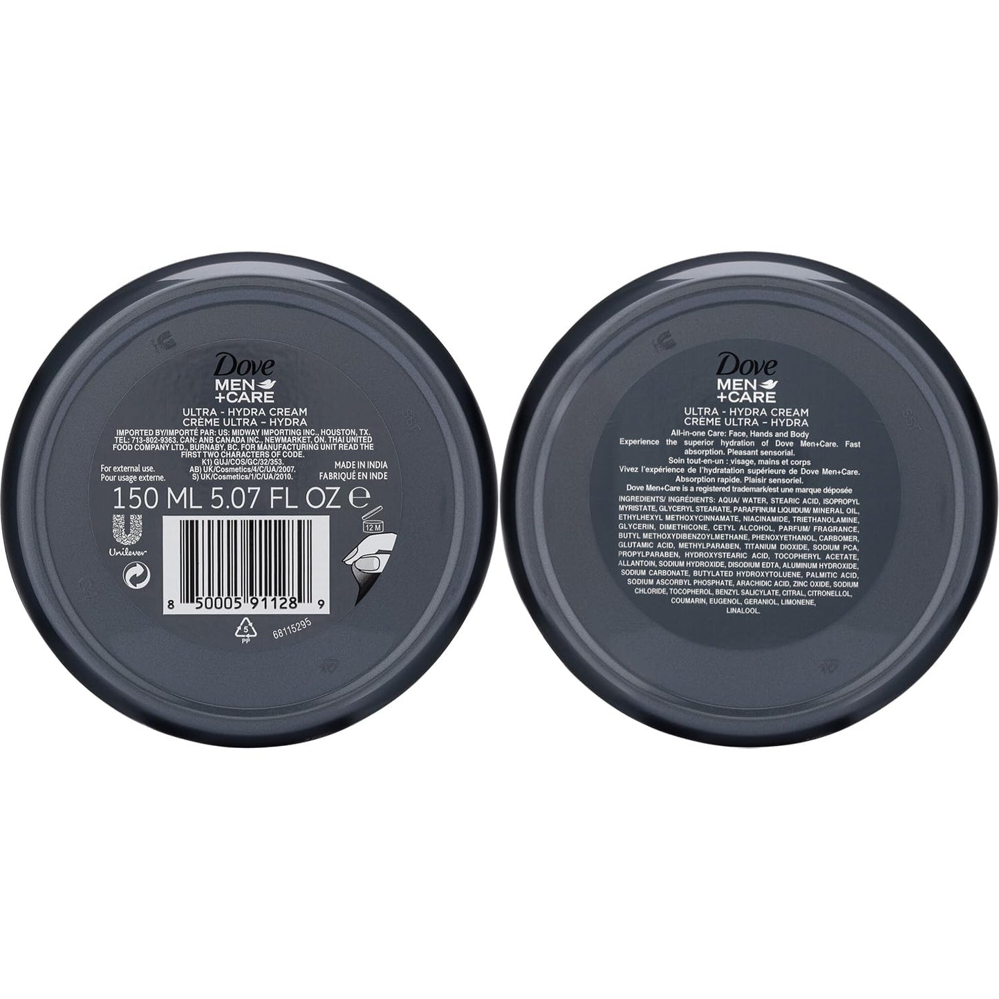 Dove Men+Care Ultra Hydra Cream - Dove Lotion, 3-In-1 Advanced Skin Care for Men, Face Cream, Hand Cream, and Body Lotion for Extremely Dry Skin, All Skin Types, 5.07 Fl Oz (Pack of 12)