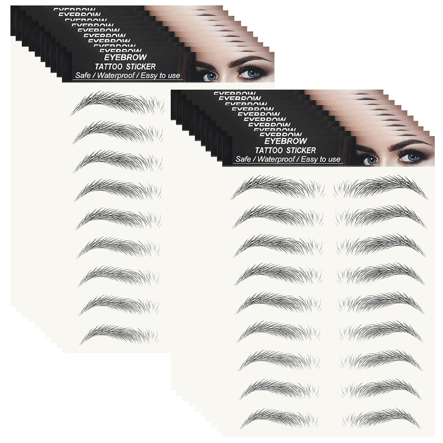 20 Sheets 180 Pairs Eyebrow Tattoo Stickers 4D Stickers Eyebrow Transfers Stickers Peel off Eyebrow Grooming Shaping Makeup Sticker for Women Girls Black