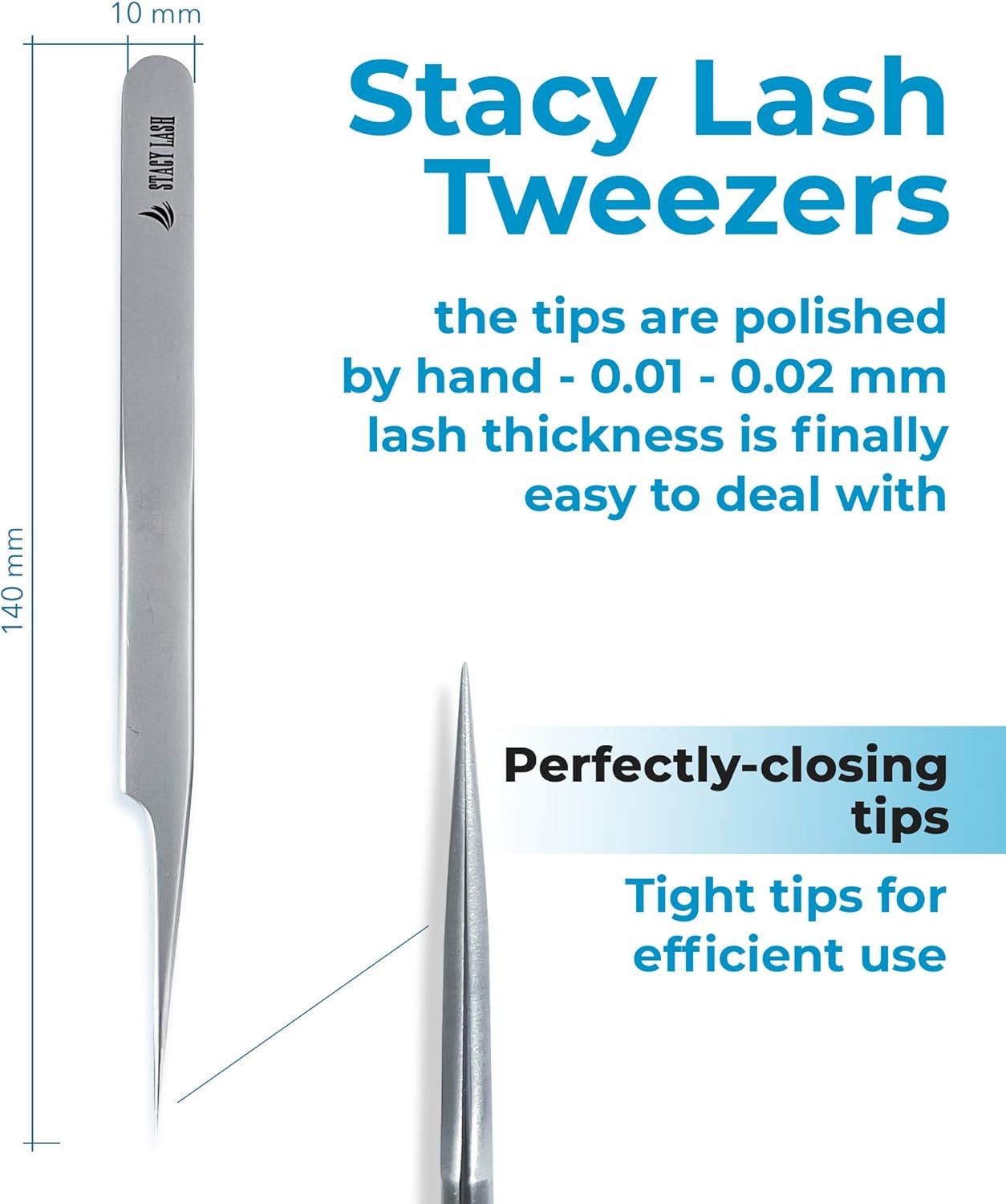 Stacy Lash STL-3 Isolation Eyelash Extension Tweezers/Precision Applicator/Supplies for Classic Extensions, Individual False Lashes/Separator Tool for Mink & Natural Eyelashes/Beauty Tools