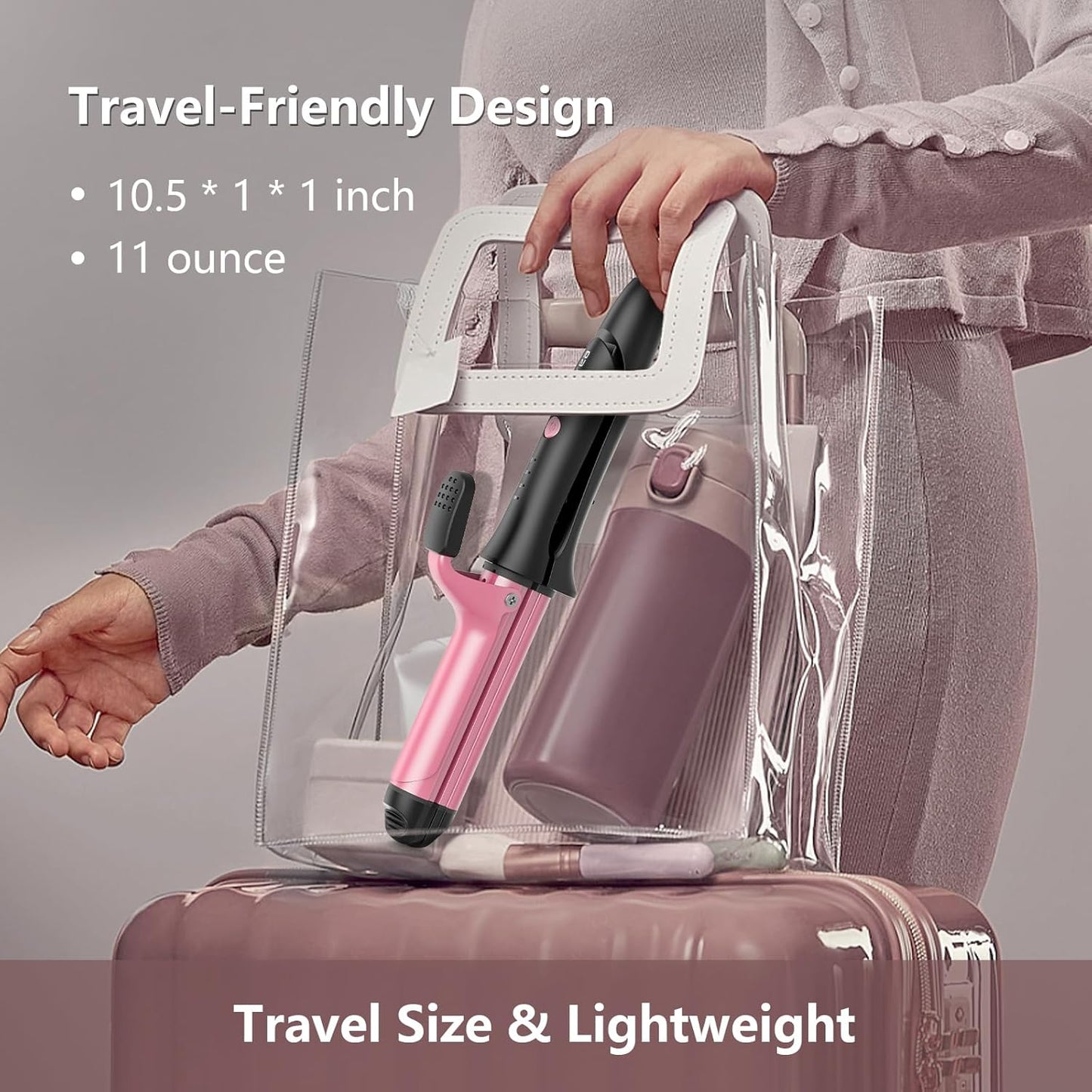 Dual Voltage 2-in-1 Travel Curling Iron & Straightener, Mini Flat Iron with Ceramic Coating, 30s Fast Heat, Auto Shut-Off, Worldwide Use (110-240V)