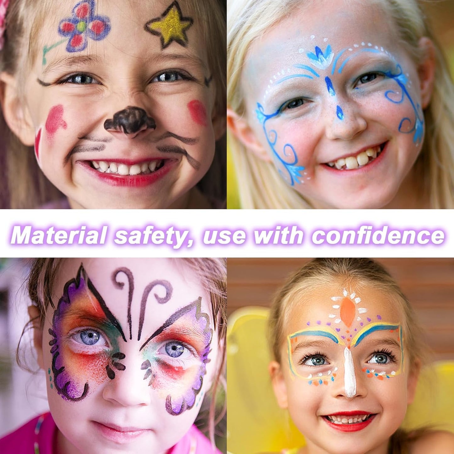 Glow in The Dark Face Body Paint, Glow In The Dark Under UV Black Light Sticks Makeup Neon Face Painting Kits for Adult Halloween Festival Accessory Glow Party Supplies (12 color Painting)