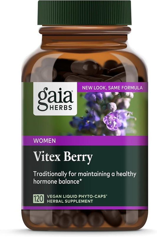Gaia Herbs Vitex Berry - Supports Hormone Balance & Fertility for Women - Healthy Progesterone for Menstrual Health - 120 Vegan Caps (60-Day Supply)
