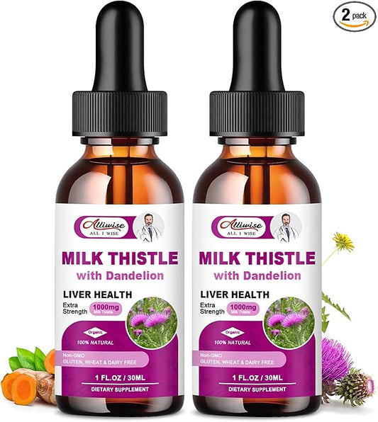 Liver Health Support Liquid, 1000mg Milk 80% Silymarin 250mg Dandelion