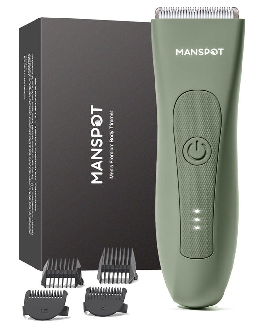 MANSPOT Manscape Hair Finishing Trimmers, Pubic Hair Trimmer for Men and Women, Electric Ball Trimmer Pubic Shaver,Hypoallergenic Ceramic Blade Heads,Waterproof Wet/Dry Groin Shaver,20 Times Usage