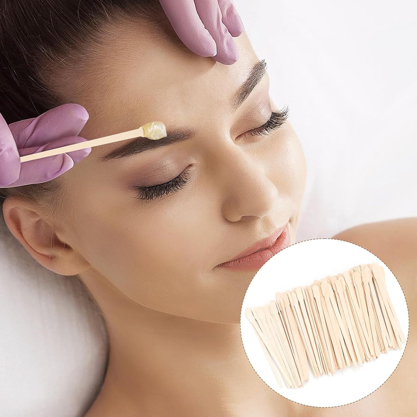 Wooden Eyebrow Waxing Sticks with Handle, Small Wood Wax Sticks, Wax Sticks for Hair Removal, Wax Spatulas Craft Applicator Sticks for Eyebrow, Lip, Nose Waxing (1200 Pcs)
