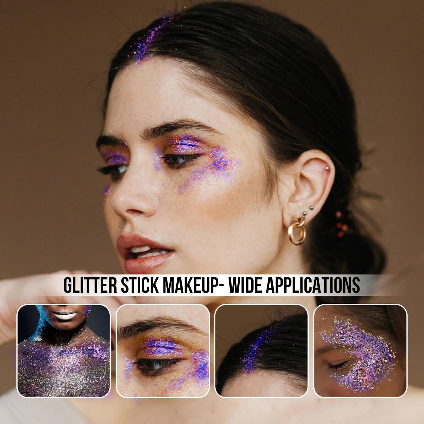 Brzeaf Halloween Body and Face Glitter Stick, Shimmery& Long Lasting, Hair Eyeshadow Face Body Glitter, Singer Concert Music Rave Festival, Glitter Stick Makeup & Face Glitter Gel