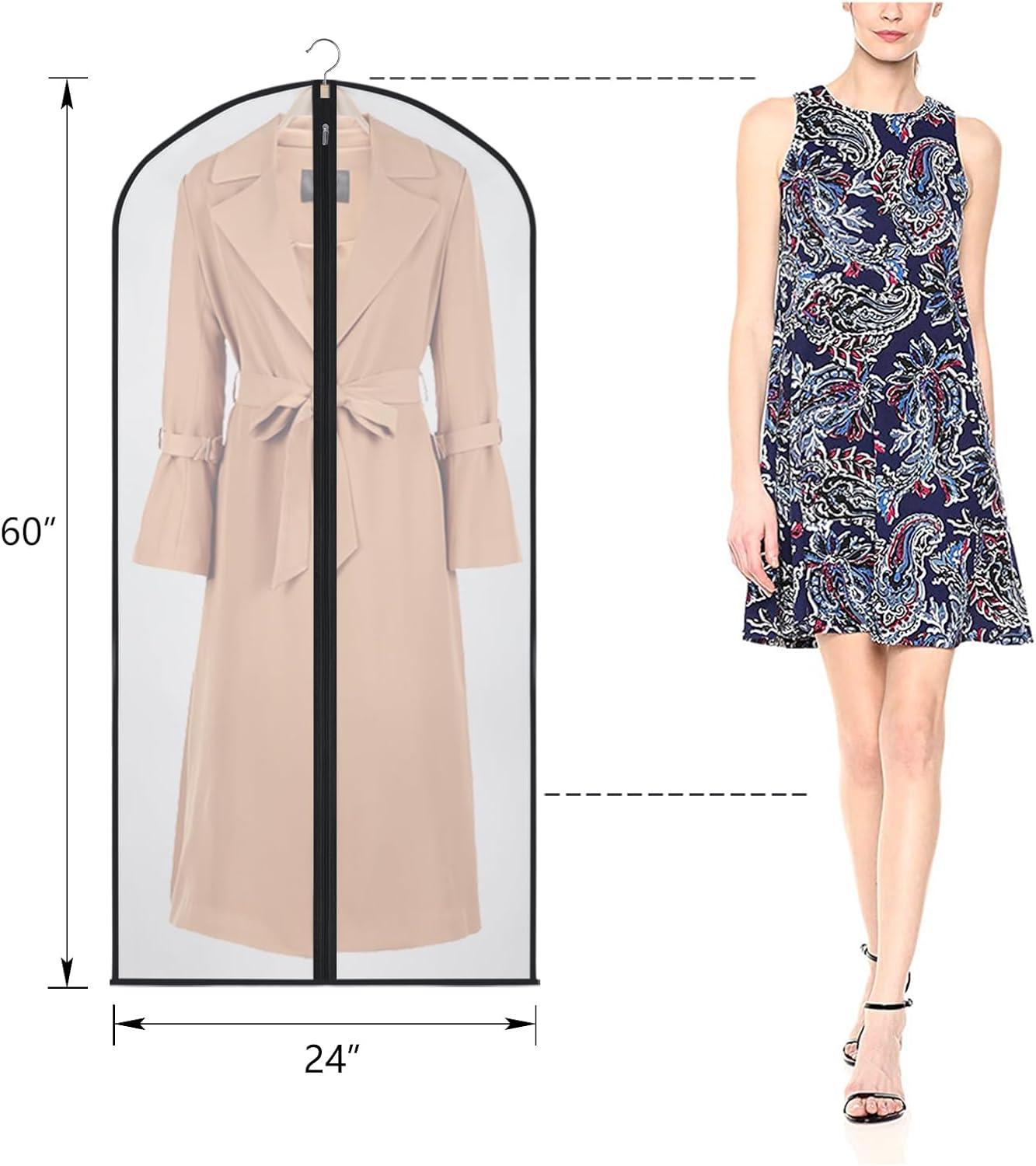 Kntiwiwo Garment Bags Clear Suit Bag for Closet Storage (60"12pcs-Black Edges)