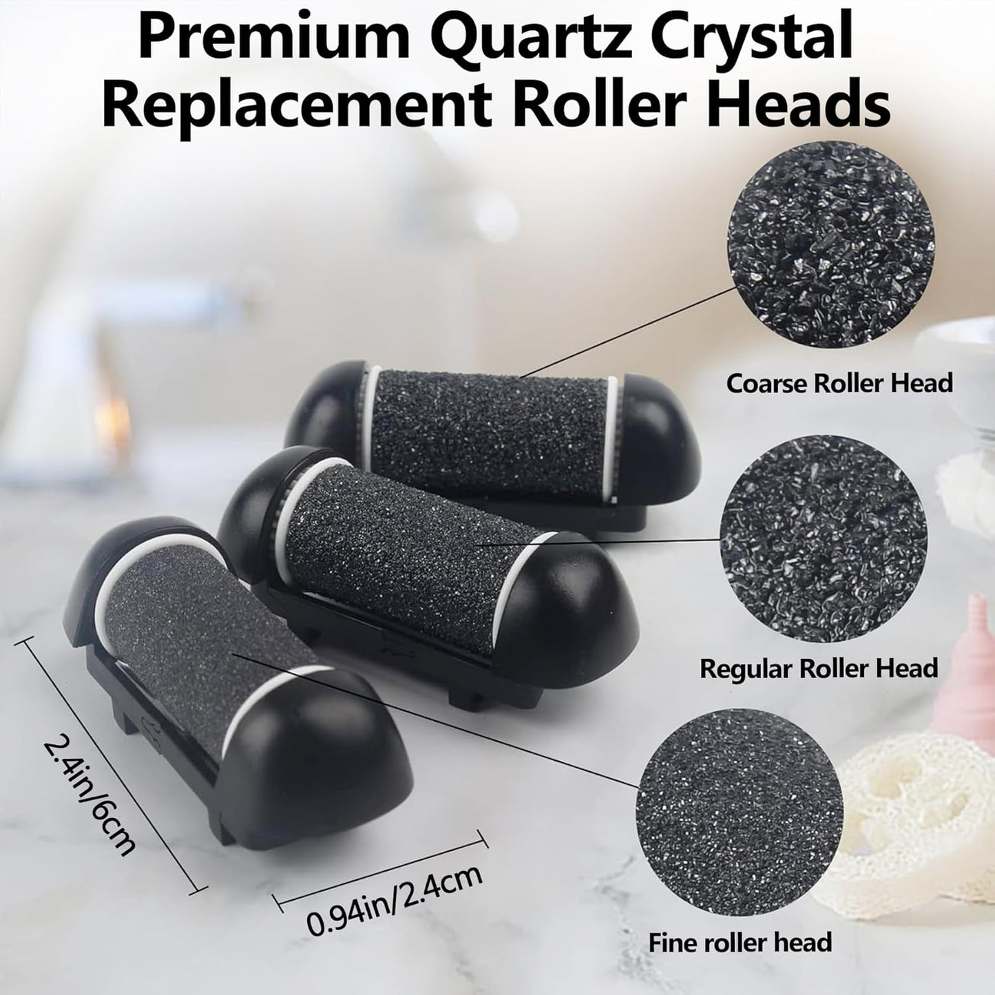 6 Pack Replacement Roller Refill Heads for Electric Foot Callus Remover, Electric Pedicure Tools Refill Heads with Extra, Regular, Fine Coarse 2 Each, Foot File Refill Roller