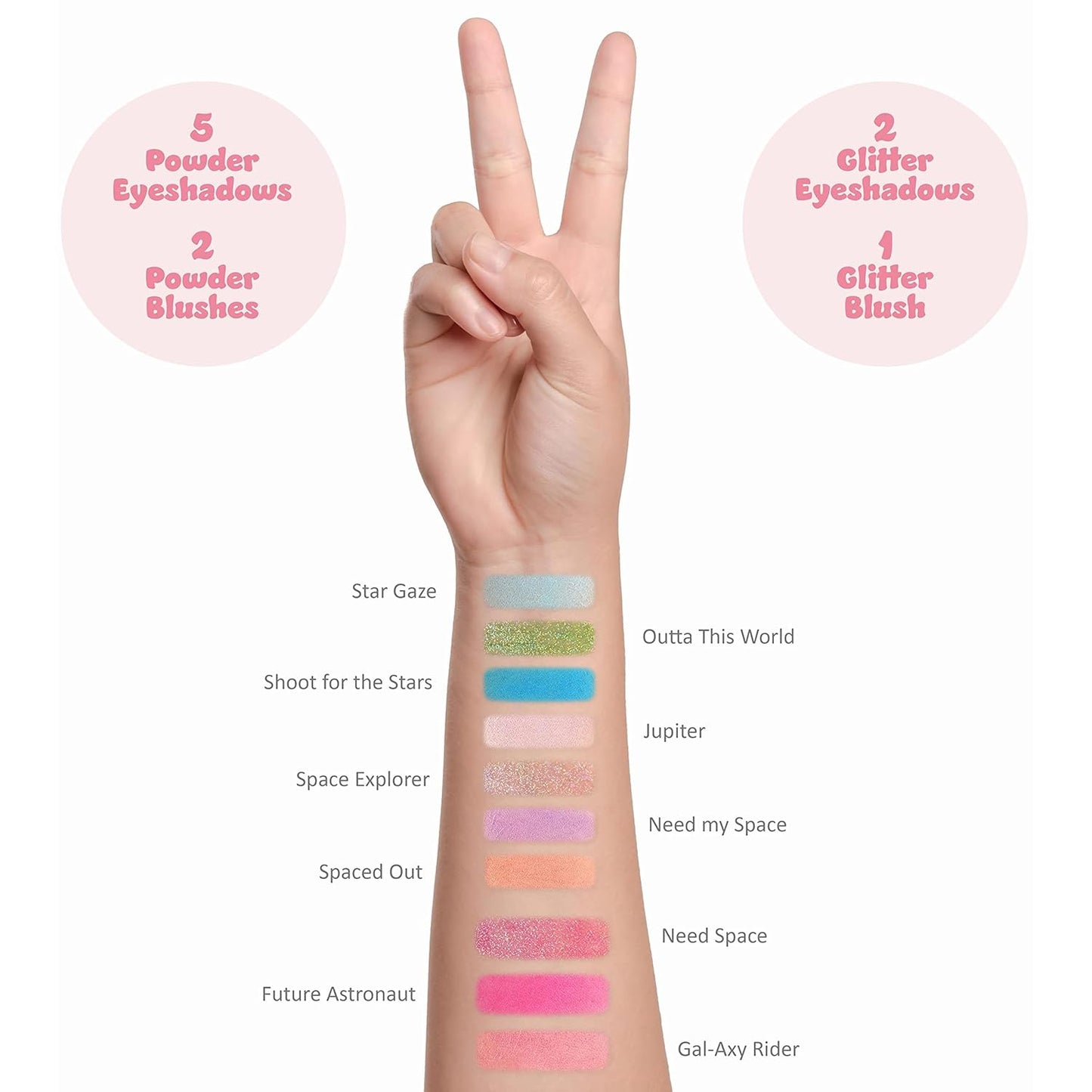 10 Color Eyeshadow Palette & Blush Makeup Novelty Beauty Set, Fold Out Compact with Mirror, Washable, Non-Toxic,Galaxy Love Glisten & Glitter Makeup Palette