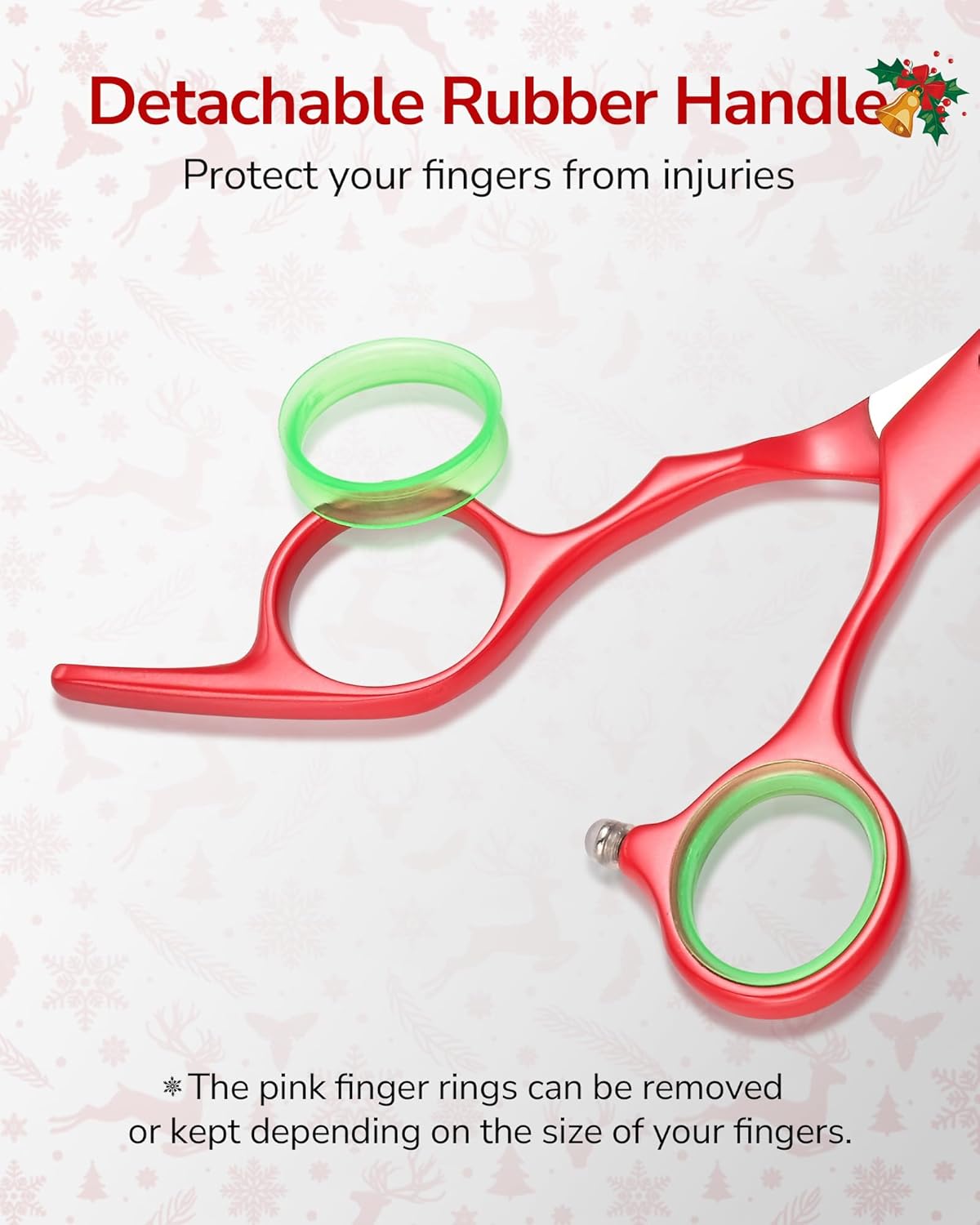 ULG 6.5” Hair Cutting Scissors, Professional Japanese Stainless Steel, Razor Sharp Barber Shears with Ergonomic Offset Handles, Lightweight and Durable for Stylist & Home Use, Christmas Red Edition