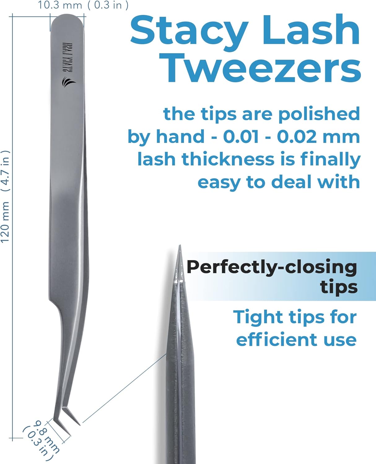 Stacy Lash STL-13 Curved Eyelash Extension Tweezers/Precision Tool for False Lashes Application/Supplies for Classic Extensions & Premade Fans/Tool Applicator for Volume Eyelashes/Beauty Accessories